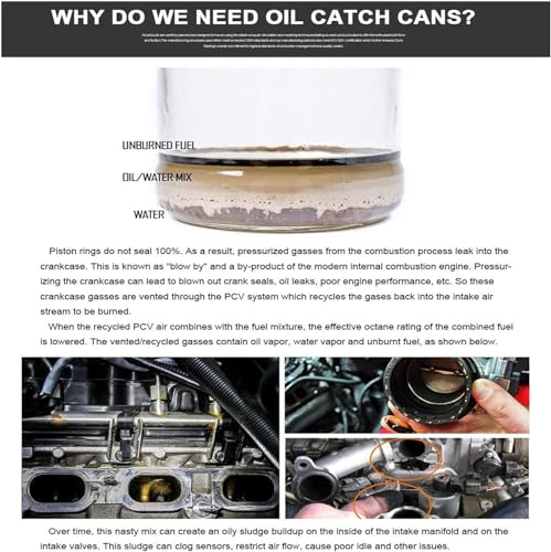 Image of Sporacingrts 2PCS Compact Oil Catch Can, Reservoir Tank ,Baffled 2 Port Oil Catch Tank ,Aluminum Air Oil Separator (Universal Black)