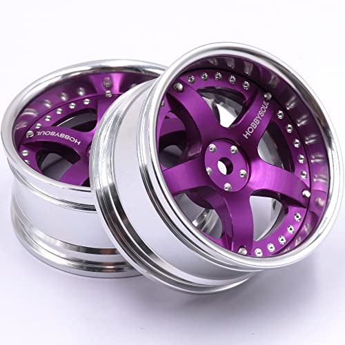 4Pcs Rc 1/10 Aluminum Alloy Wheel Rims Hex 12Mm Adjustable Offset Rims Purple & Silver Color #TOP7
