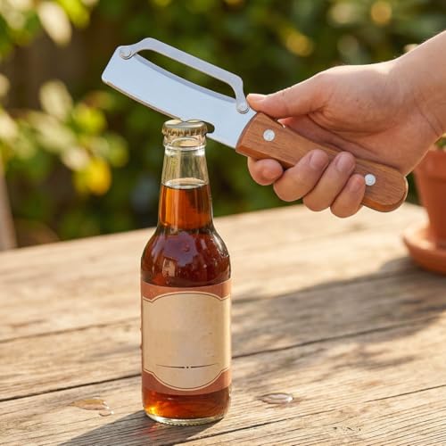 EPIGEIST 2 Stück 2 Stück-Pack Multifunktionaler Küchen Schäler mit Holzgriff Gemüseschäler und Flaschenöffner für Obst Gemüse und Picknick Langlebiges Schälwerkzeug