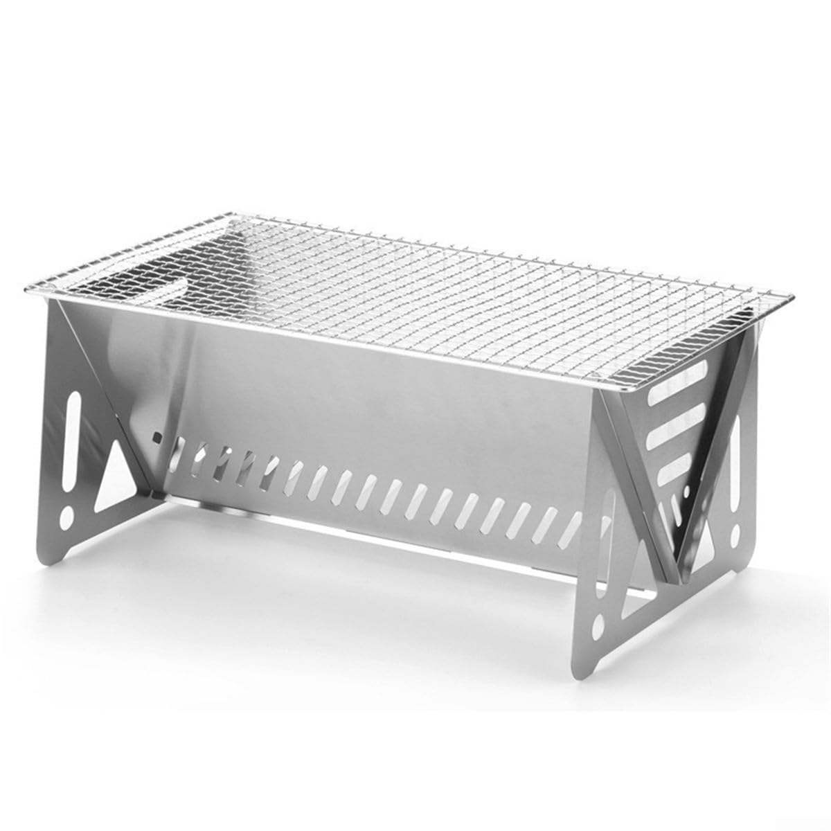 Parrilla plegable para fogata, 40 x 24,2 x 17,5 cm, estufa portátil de carbón para acampar al aire libre, construcción de acero inoxidable, montaje rápido y uso multiescenario (40 x 24,2 x 17,5 cm)