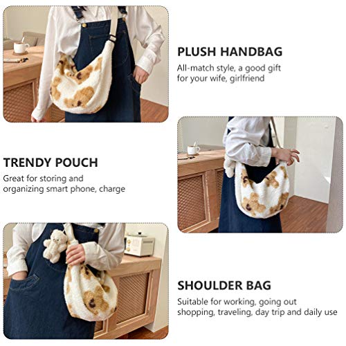 Amosfun Bolsa de Pelúcia Nas Axilas Bolsa Feminina Bolsa de Ombro Impressão Vacas Bolsa de Axila Bol