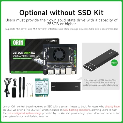 Image of Yahboom Jetson Orin NX Super 8GB RAM Development Board Kit, 117TOPS, with 48W Power Supply, Wireless Network Card, Enclosure