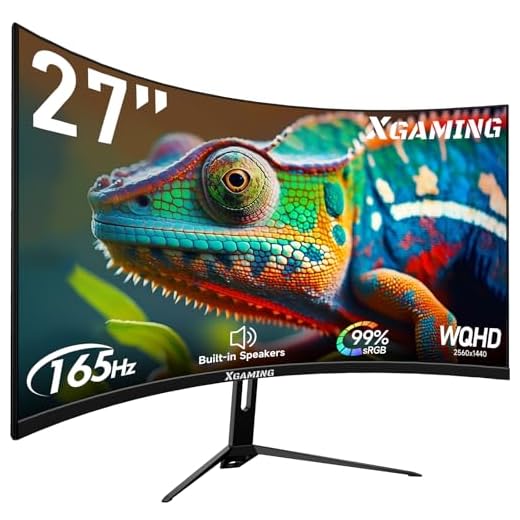 XGaming 27 Inch Curved Gaming Monitor 1500R, 2560x1440P QHD Computer Monitor Up to165Hz, 1ms MPRT, FreeSync, 100% sRGB, HDMI DP Curved Screen Built-in Speakers, Supports VESA, with Back RGB Lights
