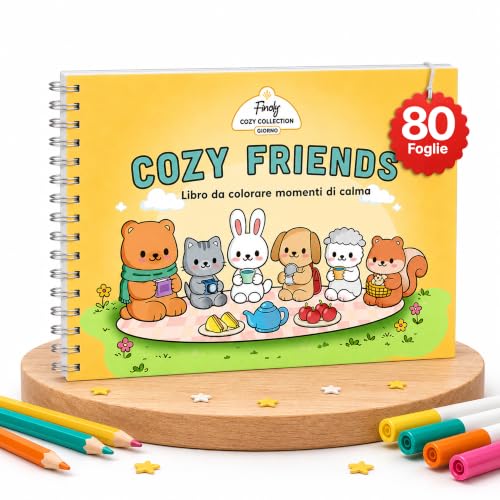 Finoly Libri da Colorare per Adulti e Bambini con 80 Disegni Cozzy | Album da Colorare per Adulti per Rilassarsi | Quaderni da Colorare Ridurre lo Stress