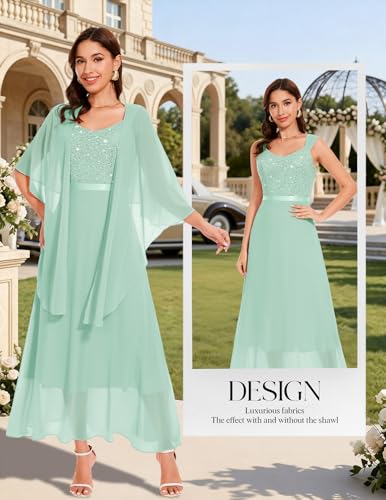 Image of BeryLove Summer Formal Wedding Guest Prom Dresses Sequin Cocktail Evening Lace Elegant Mother of The Bride Dress