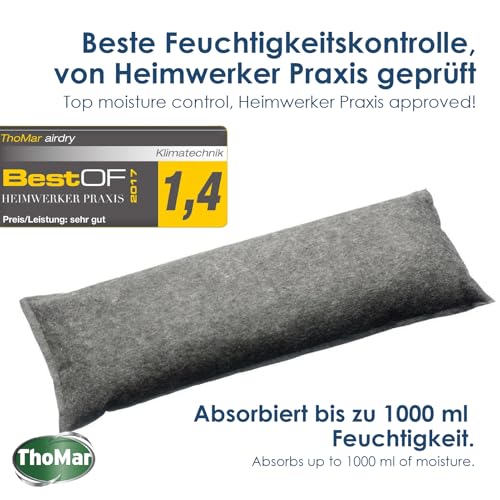 ThoMar 604230 airdry Duo Auto-Entfeuchter 2er Set , 2 x 600g Luftentfeuchter wiederverwendbar , Schützt vor beschlagenen Auto-Scheiben , Nimmt bis 1000 ml Feuchtigkeit auf, 80 Prozent