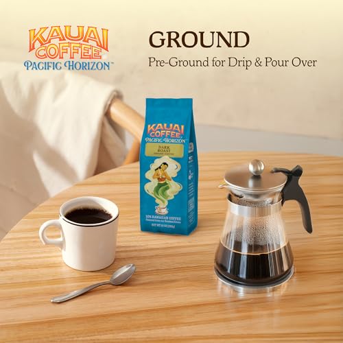 Kauai Coffee Ground Coffee – Smooth, Rich, Dark Roast – Nutty Notes with Chocolate Overtones – Arabica Coffee, 10% Hawaiian with No Bitterness – Koloa Estate, 1 Pack of 10oz