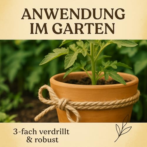 Abio Juteseil 20mm 5m Kordel Jutekordel Deko Dekoration für Haus & Garten DIY Verpackung Schnur Paketschnur Basteln Geschenkverpackung Floristik