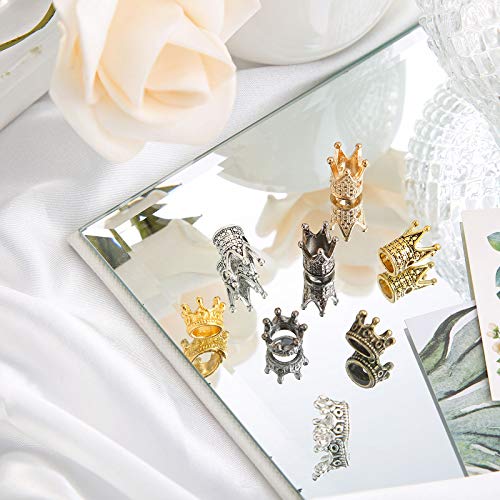 Condition photo showing New/Like New for hicarer 120 pieces king crown charm for jewelry bracelet making colored gold silver crown beads bulk brass large hole spacer beads alloy charm for diy crafts, 2 sizes and 4 colors(retro style)