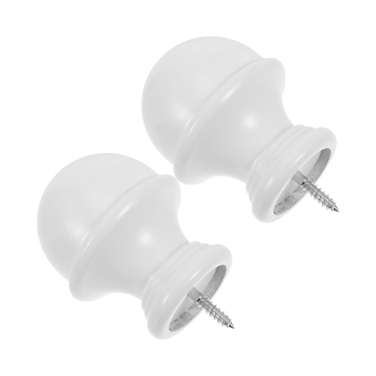 Xavren Curtain Rod Finial Screw 2pcs Wood Curtain Rods for Windows 29mm Pole Finials Solid Decorative End Caps for Roman Round Curtains Poles Ends for Drapery Poles(White)