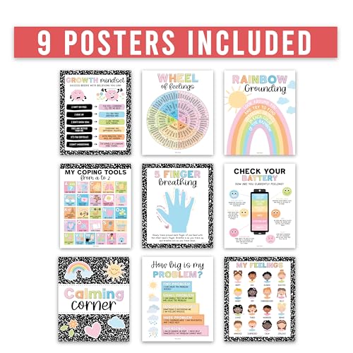 Hadley Designs 9 Calming Corner Posters For Classroom Must Haves For Teachers - 11x14 Calm Down Corner Supplies, Feelings Chart For Kids Ages 4-8, Feelings Wheel Poster, Pastel Classroom Decor - Image 3