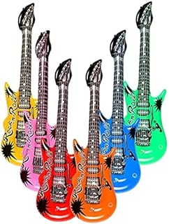 Kids Inflatable Props Blow Up Rock Star Pop Star Toys - 6Pcs Inflatable Rock Guitar Toy For Music Themed Parties Summer Fun Pool Party Photo Booth Props