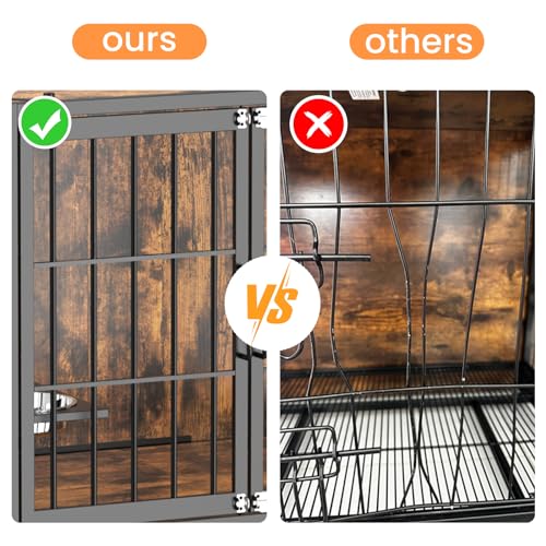 30 Inch Dog Crate Furniture with Bowls, No Screws Easy to Assemble Wooden Heavy Duty Dog Kennel with Double Doors, Decorative Pet House Dog Cage Side End Table Indoor Chew-Resistant 30 Inch Dog Crate Furniture with Bowls, No Screws Easy to Assemble Wooden Heavy Duty Dog Kennel with Double Doors, Decorative Pet House Dog Cage Side End Table Indoor Chew-Resistant