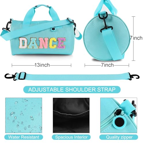 Image of Dance Ballet Bag for Girls Sport Gym Duffle Bags Overnight Travel Bags Fun Dance Workout Duffel Bag Toddler Cute Bag for Dancers, Girls, Teens, Student Athletes (Bule)