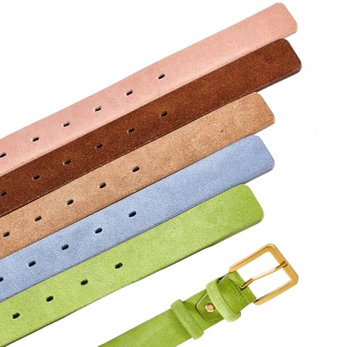 Women's Fashion Suede Leather Belt with Gold Buckle 1.3" Wide4