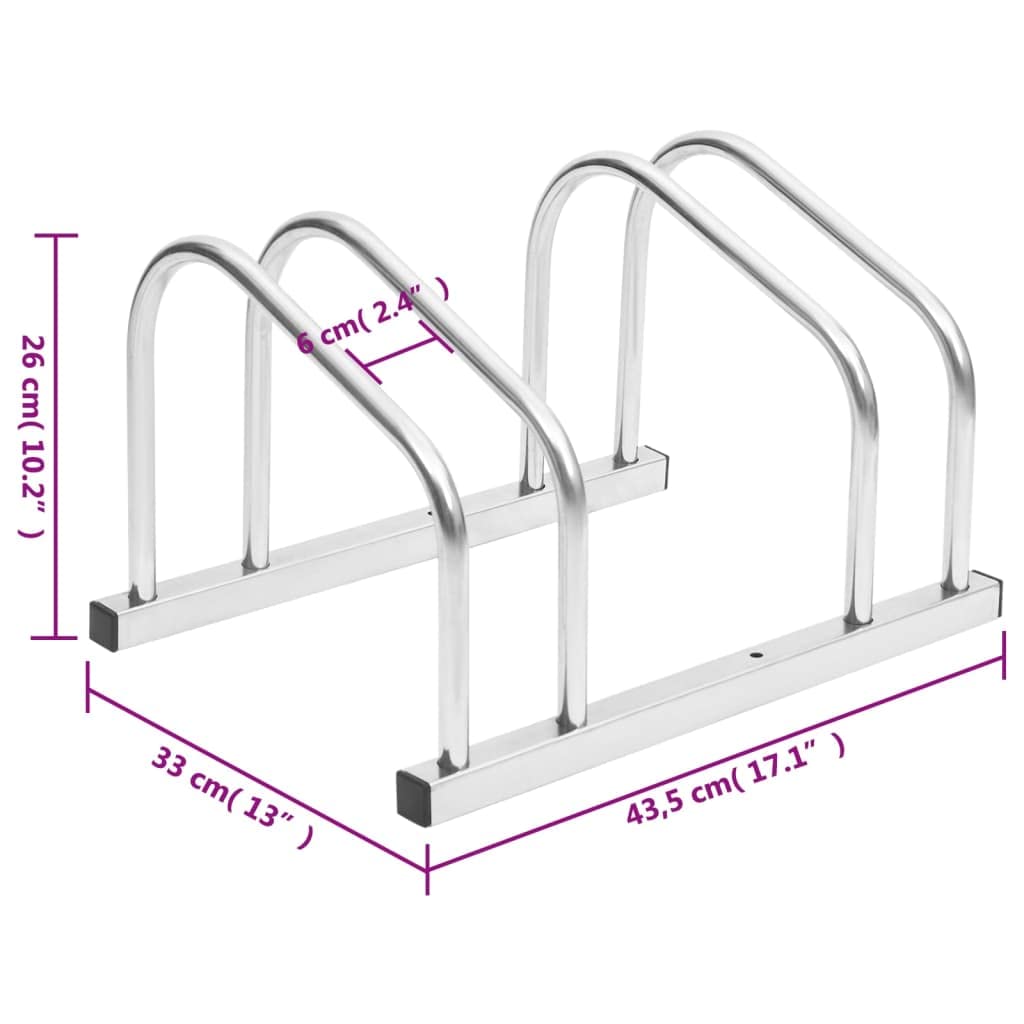 vidaXL Porte-vélos pour 2 Vélos, Support de Bicyclettes avec Rangement, Râtelier de Vélo au Sol Garage Jardin Terrasse, Acier Galvanisé