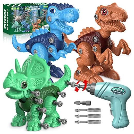 Dinosaur Toys for 3 4 5 6 7 Year Old Boys, Take Apart Dinosaur Toys for Kids 3-5 5-7 STEM Construction Building Kids Toys with Electric Drill, Dinosaur Toys Christmas Birthday Gifts Boys Girls