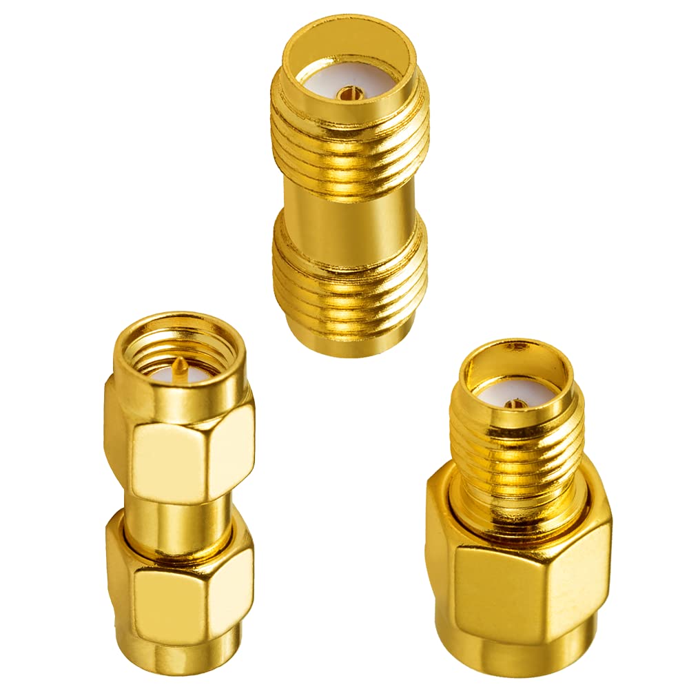 2 Adaptateurs SMA Femelle Vers RP-SMA Mâle - Pour Antennes WiFi, 4G, Routeurs | Connecteur RF Or