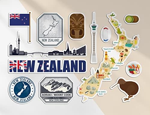 A5 Sticker Sheet New Zealand Vinyl Stickers - Landmarks Map Culture Country Holiday Flag Travel #78489