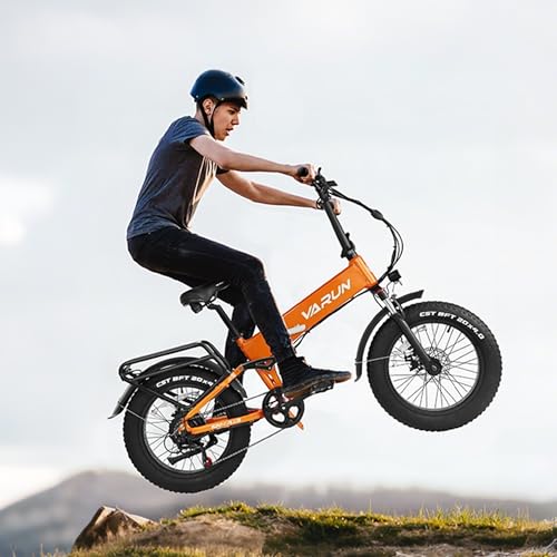 Image of VARUN Electric Bike - 1000W Peak Motor, 25MPH, 60+ Miles, 20 inch * 4.0 inch Fat Tire Foldable Ebike with 48V 13 Ah Battery Lightweight Aluminum Frame E-Bike for Adults with Front Suspension /Full Suspension