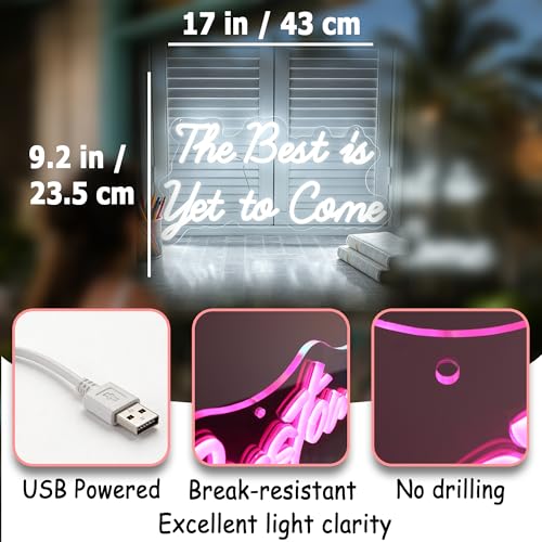 Image of Whfobfe The Best is Yet to Come Neon Sign Led Neon Lights Signs for Wall Decor USB Powered Led for Room Decoration Home Game Room Bar Party Decor