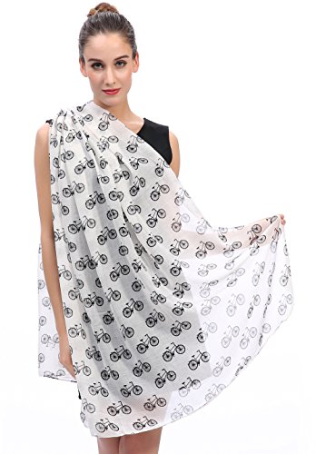 Vintage Bicycle Print Women's Scarf Shawl Wrap Lightweight4