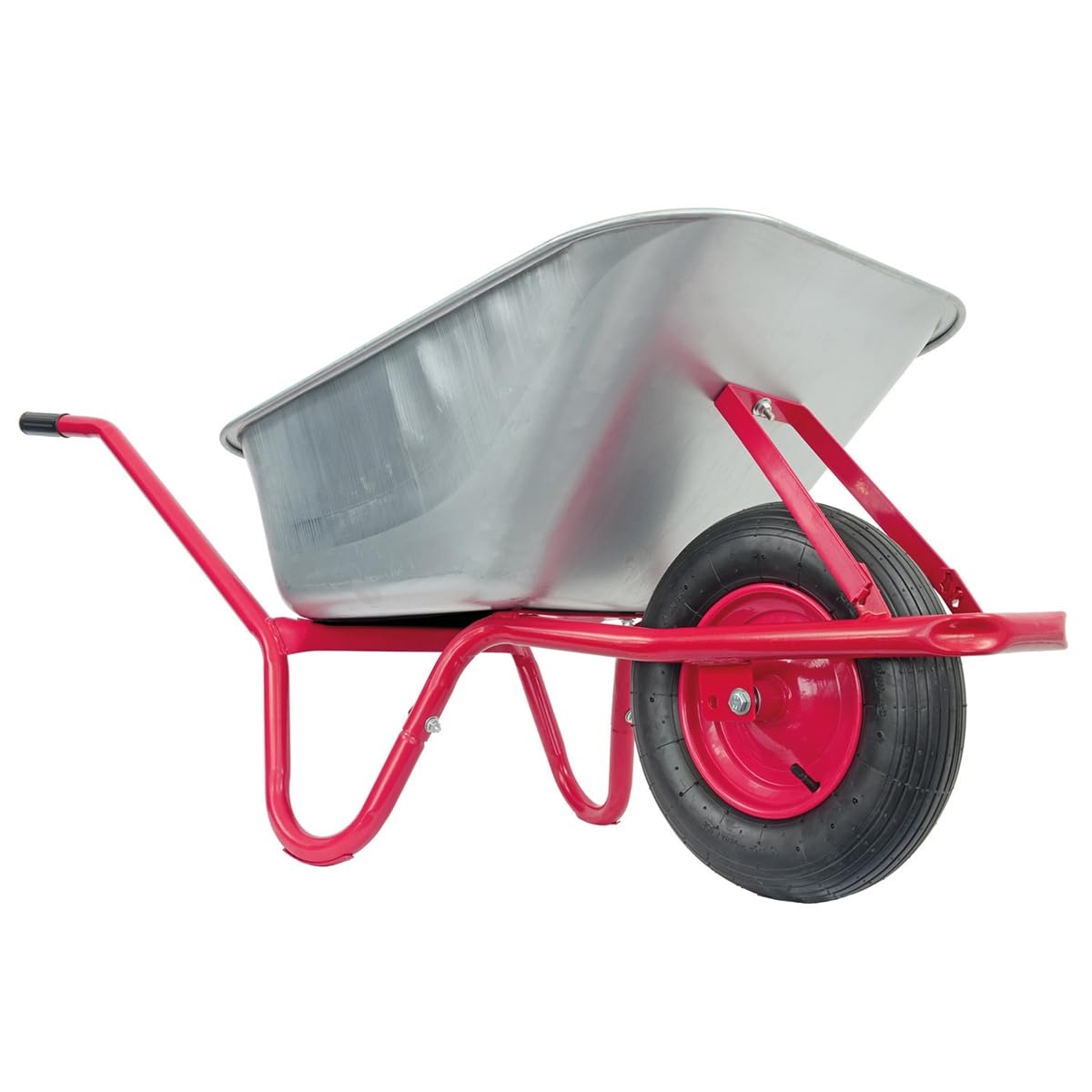 Matrix Schubkarre 100l Liter 250 kg Luftrad Schubkarren groß Garten Scheibtruhe Bauschubkarre | Mulde verzinkt | Metall Felge mit Kugellager | Farbe rot