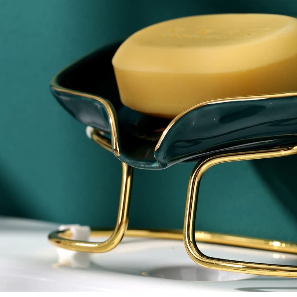 Jabonera Cerámica de Acero Inoxidable con encimera jabonera con baño Interior Lavabo baño Cocina Inodoro desagüe Almacenamiento Estante jabón Estante Bandeja Caja de Jabón