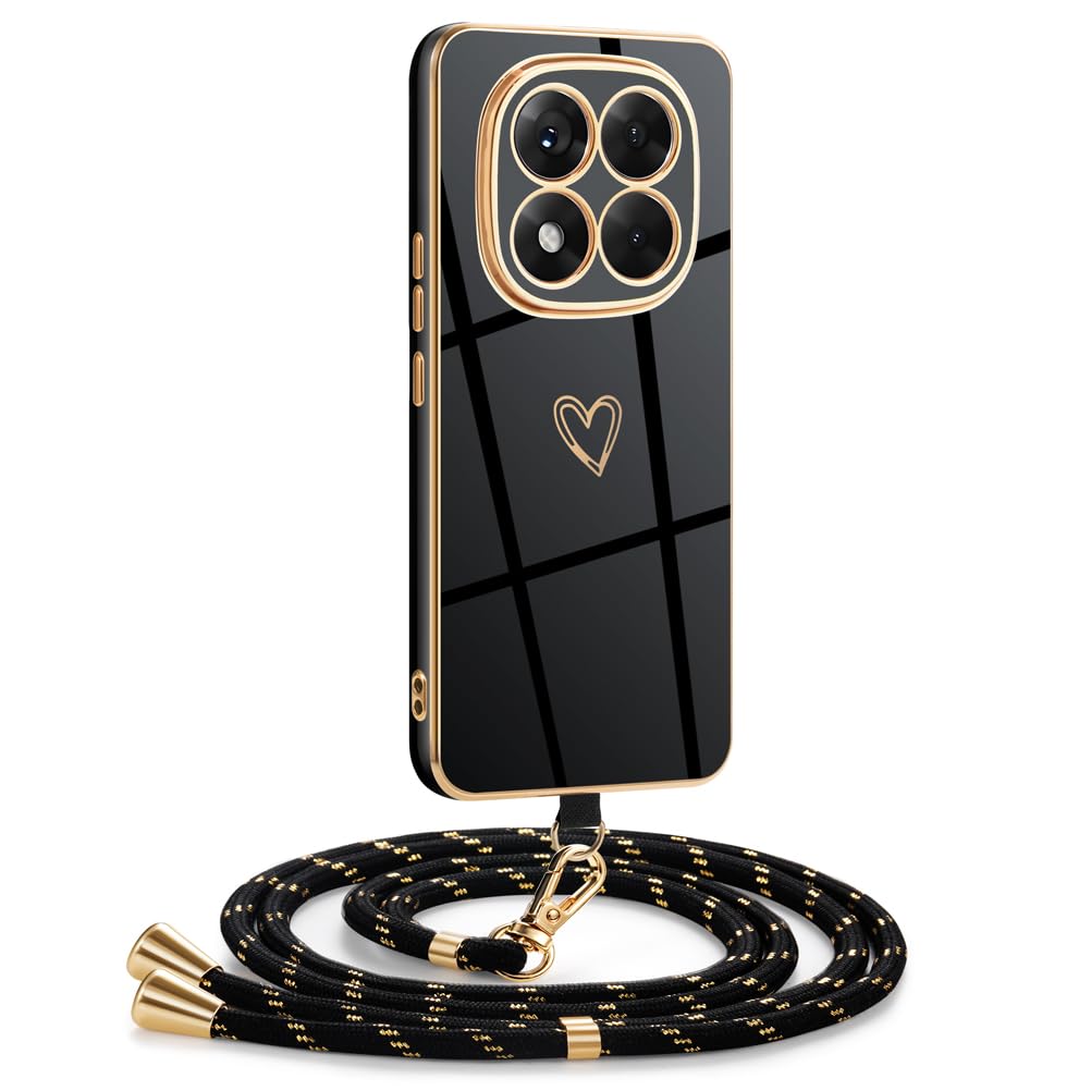 Cover XYZ Per Xiaomi Redmi Note 14 Pro 5G: Custodia Lussuosa Con Anello Cuore E Cordino, Viola - 2