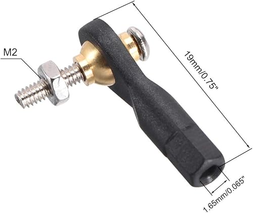 Miniatura 2 de uxcell 10 Uds M2 2.0xL19mm Palanca Dirección Varilla de acoplamiento Extremo de la cabeza de bola para helicóptero RC