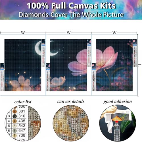 Anti Stress Artisanat Peinture Diamant Fleur Lune 45x60 pour s'apaiser - 2