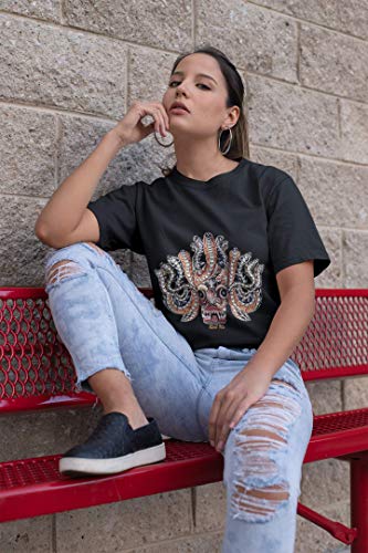 Roll Up Snake Skull T-Shirt | Casual 100% Cotton Graphic Tee | Crew Neck, Short Sleeve T Shirt for Men and Women - Image 3