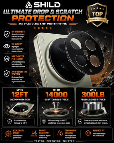 Image of SHILD Camera Lens Protector Compatible with Vivo X300 Ultra | 9H Tempered Glass | Anti-Reflective | HD Clear | Scratch Resistant | Case Friendly | Pack of 1
