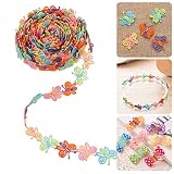 Rainbow Butterfly Lace Ribbon Trim, UHOMENY 7Yards Color Ribbon Lace Butterfly Applique Butterfly Kn