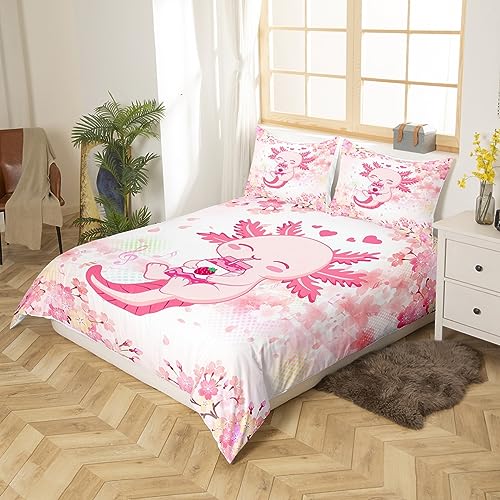 Parure de lit motif axolotl kawaii idée cadeau décoration chambre