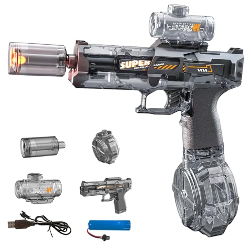 Elektrische Wasserpistole Erwachsene Kinder, Automatische Sprühwasserpistole mit LED-Lichtern, Spielzeug für Sommer-Auße...