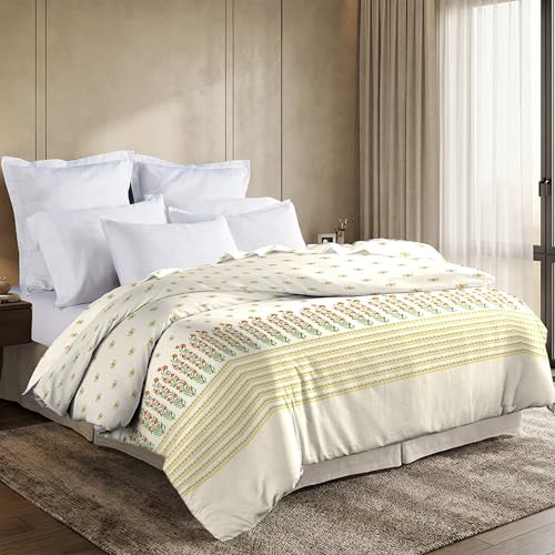 Image of MYTRIDENT Soft Comfort Comforter, 100% Cotton Cover, 200 GSM Fiber Filled Comforter, 88 Inches x 104 Inches, King Size Comforter, Printed, AC Blanket, Reversible - Art Age