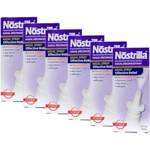 Nostrilla Nasal Decongestant Spray, Stuffy Nose Relief, 0.5 oz (6 Pack) Cover