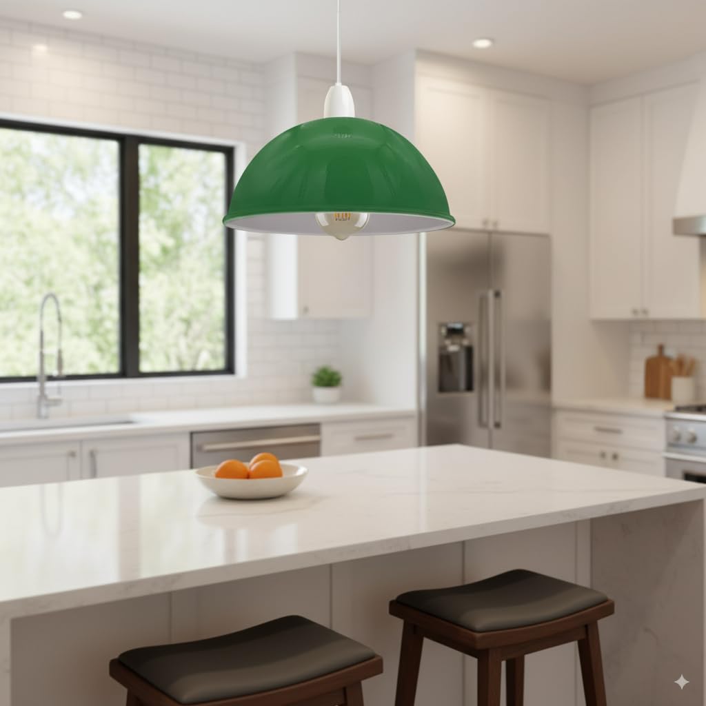 GreenLamp Shade for Ceiling Easy Fit Light Shade Vintage 2 Pack of Metal 21cm Dome Shaped Replacement Ceiling Light Shade Pendant Light Lampshade for Living Rooms bedrooms Kitchen Dining Room - Image 4