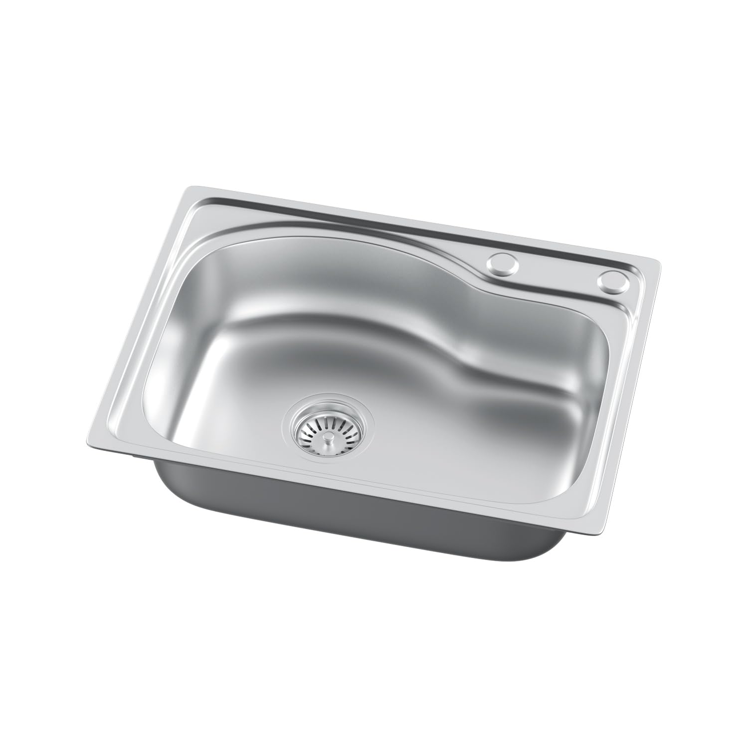 Évier de cuisine double en acier inoxydable - 1 bac et siphon (43 * 58cm)