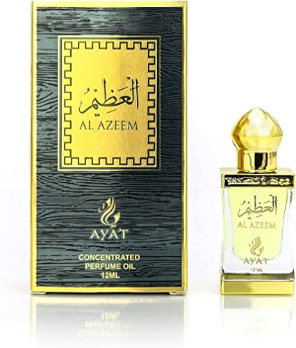 AYAT PERFUMES – Huile de Parfum AL AZEEM 12 ml Sans Alcool – Oriental Chaud Boisé Intense – Musc Parfum Dubaï pour Homme & Femme – Jolie Bouteille...