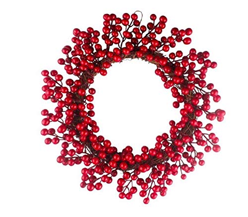 EBTOYS Christmas Wreath, 16-Inch Simulation Berry Decorative Wreath Red Fruit Garland for Christmas Hotel Mall Hanging Decoration