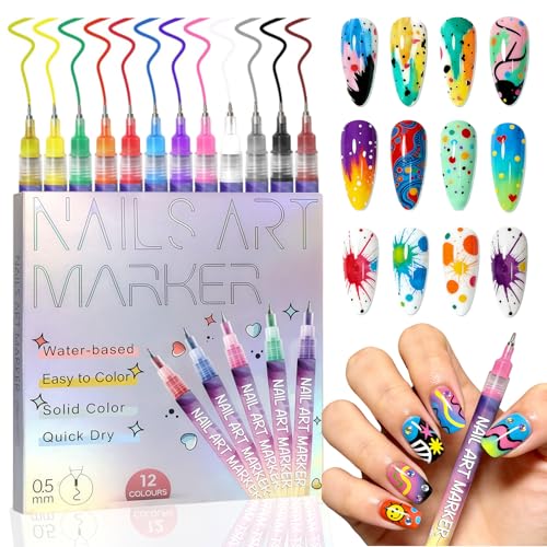 50% Off 12-Color Nail Art Pens Set with Fine Tip