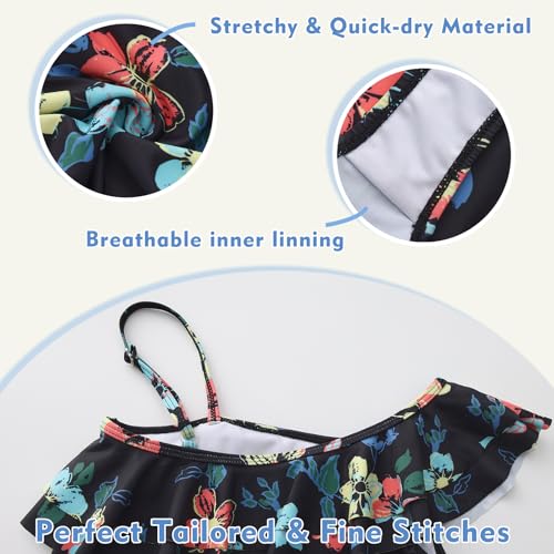 Image of Girls One Piece Swimsuits Hawaiian Ruffle Swimwear Kids Summer Bathing Suit 3-14 Years