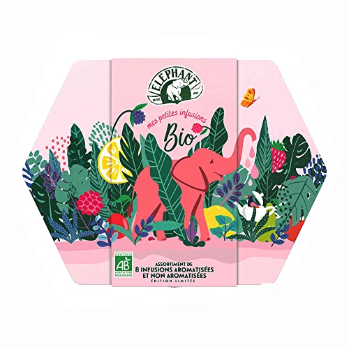 Elephant Coffret En Métal, Assortiment De 8 Infusions Bio Aromatisées & Non-Aromatisées, Idée Cadeau Fête Des Grands- Mères, 100% Bio, 48 Sachets Pyramid