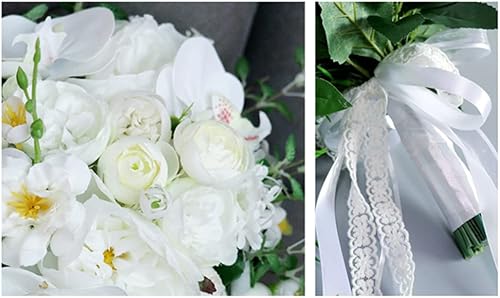 Miniatura 6 de Boda novia sosteniendo flores - Ramo de novia cascadas Ramos de gota de agua - Orquídea mariposa rosas hechas a mano Propuesta de parejas Propuesta