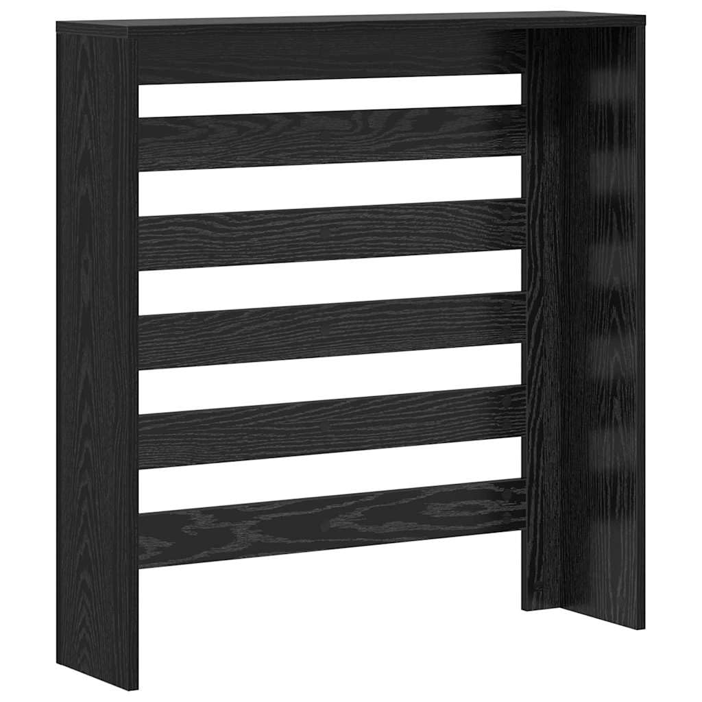 Heizkörperabdeckung Schwarz Eichen-Optik aus Holzwerkstoff 78 x 20 x 82 cm, vertikales Latten-Design, mit oberem Regalfach, für Wohnzimmer Wärme regulierung