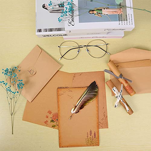 Set Cancelleria Vintage, 24 Pz Fogli Carta Lettere...
