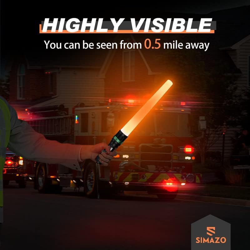 Miniatura 2 de SIMAZO Paquete de 2 varitas de tráfico de 11 pulgadas con bolsa de almacenamiento, varita de linterna LED de señal con 5 modos intermitentes, bastón