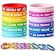 Nokwocy 24 Stück Motivationsarmbänder Kinder, 20,2cm Deutsch Silikonarmband mit Positiven Sprüchen, Motivationsarmbänder für Teens Einschulung Geschenk Abschiedsgeschenk